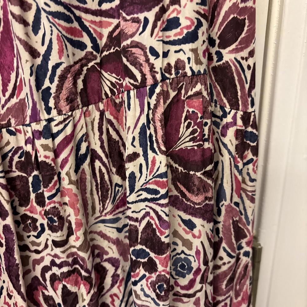 Skies Are Blue Floral Maxi Dress Woman’s M. Floral Burgundy Boho Peasant Layer - Picture 7 of 9
